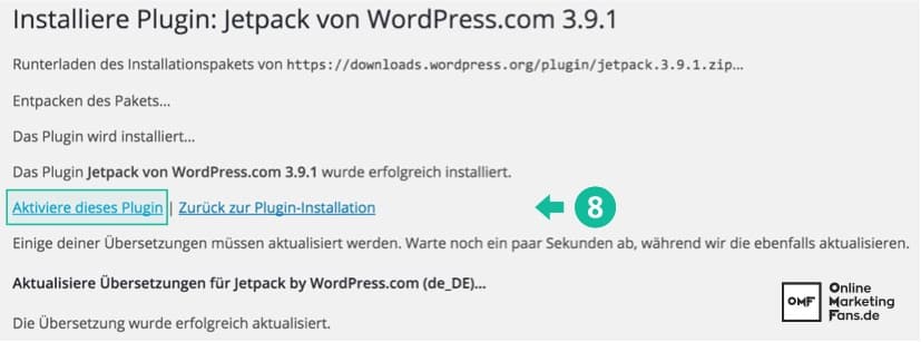 Nach Upload das Plugin aktivieren WordPress - Anleitung WordPress Plugins installieren